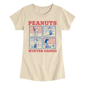 Girls' - Peanuts - Peanuts Winter Games Fitted Short Sleeve Graphic T-Shirt - 1 of 4