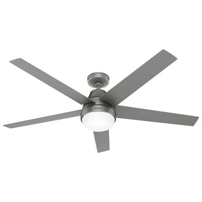 Hunter 60" Aerodyne Lighted Ceiling Fan Matte Silver Finish with Integrated LED Light Kit and Handheld Remote Control