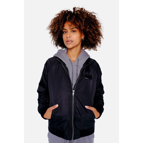 Members Only Womens Washed Satin Boyfriend Jacket- Black, Large : Target