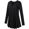Women's Plus Size Long Sleeve V Neck Tunic Tops Pleated Solid Tee Shirt Causal Loose Blouse, Black, 5XL - 2 of 4