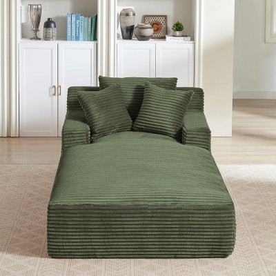 Dolonm 49.2 in. Oversized Corduroy Chaise Lounge Modern Sleeper Sofa for Living Room & Office