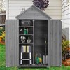 39.56"L x 22.04"W x 68.89"H Outdoor Storage Cabinet Garden Wood Tool Shed Outside Wooden Closet with Shelves and Latch, Gray/Brown - 2 of 4
