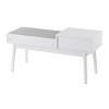 GlasFlength Ottomans and Benches Telephone Contemporary Bench in White Wood and Gray Fabric with Pull Out Drawer for Living Room, Gray, 45"*18"*9" - 3 of 4