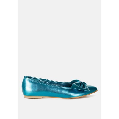 Bromelia Metallic Pleather Bow Women Ballerinas