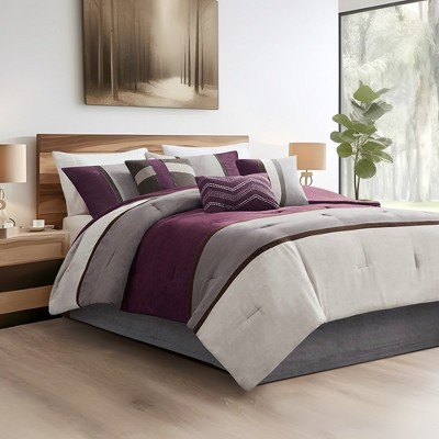 California King Purple Microfiber Comforter Set