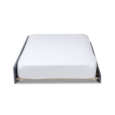 Gray Twin Wood Trundle Bed with Imitation Drawers
