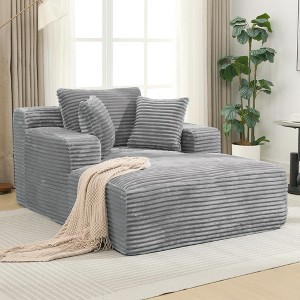 KWPZQEB 66'' Chaise Lounge Chair Indoor, Corduroy Cloud Couch, Fluffy Oversized Sofa Bed, Reading Longue Chair Sleeper Sofa  for Bedroom, Living Room - 1 of 4