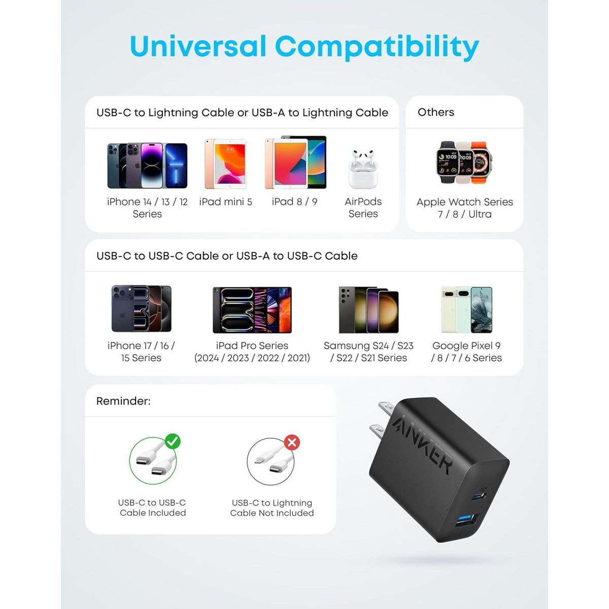 Anker iPhone 17/16 Charger (Black, 2 Pack & 2 Cable) - thumbnail 9
