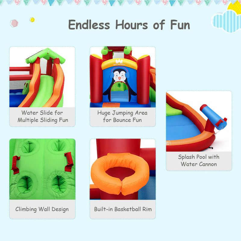 Costway Inflatable Slide Bouncer and Water Park Bounce House Splash Pool Water Cannon, 5 of 11