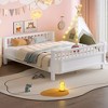 KTMBDW Montessori Toddler Floor Bed with Wood Slats for Girls and Boys, Bed Frame with Removable Safety Guardrails, White/Natural - 3 of 4