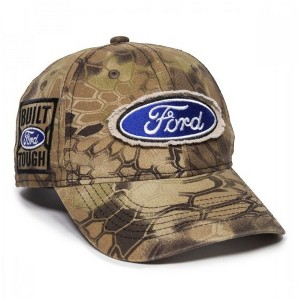 Adult Ford Logo Built Tough Frayed Patch Pre-Curved Adjustable Hat - 1 of 2