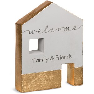 Pavilion Gift Company - Welcome - 4.75" x 1" x 6" Cement House - Decorative Objects - 1 of 4