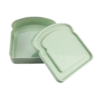 LunaLulinlk Sandwich Lunch Box (Green), Reusable Sandwich Container Storage Box, Bread Snack Meal, Toast Shape Food Storage