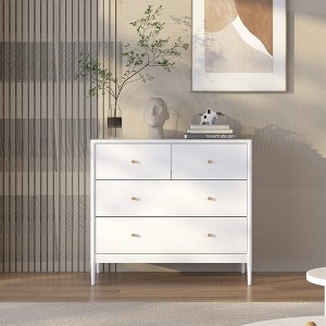 HDZNVF 35.4 inch Wide White 4 Drawer Dresser, Wooden Storage Cabinet for - 1 of 4