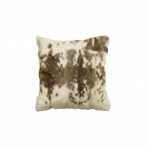 HomeRoots 18" X 18" Brown And White Rabbit Zippered Natural Fur Animal Print Throw Pillow - 1 of 4