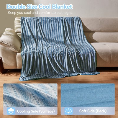 Catalonia Blue Lightweight Cooling Reversible Throw Blanket