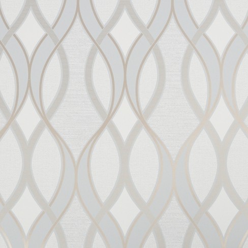 Ribbon Geo Grey And Gold Wallpaper : Target