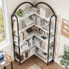 L Shaped 5 Tier Corner Bookshelf, Industrial Arched Bookcase with Metal Frame - 3 of 4
