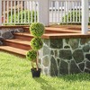 35.5" Artificial Ball Boxwood Topiary Tree Fake Plant in Pot for Indoor Outdoor Living Room Decoration Light - 2 of 4