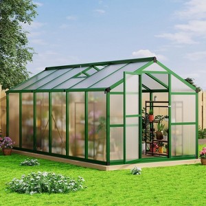 Garvee Greenhouse for Outdoors, Polycarbonate Greenhouse with Quick Setup Structure and Roof Vent, Aluminum Greenhouses Heavy Duty for Garden, Lawn - 1 of 4