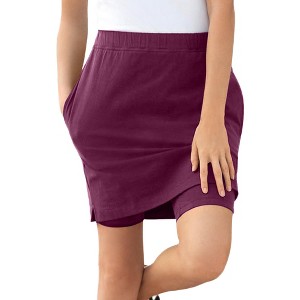 Woman Within Plus Size Stretch Cotton Skort - 1 of 4