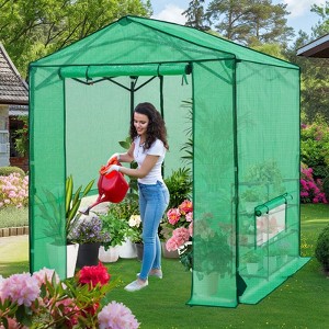 EAGLE PEAK 6x6 FT Portable Walk-in Greenhouse, Pop up Outdoor Green House with Power Access Openings - 1 of 4