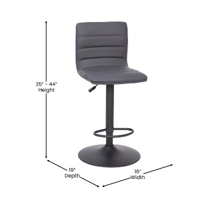 Gray Adjustable Swivel Bar Stool with Metal Frame