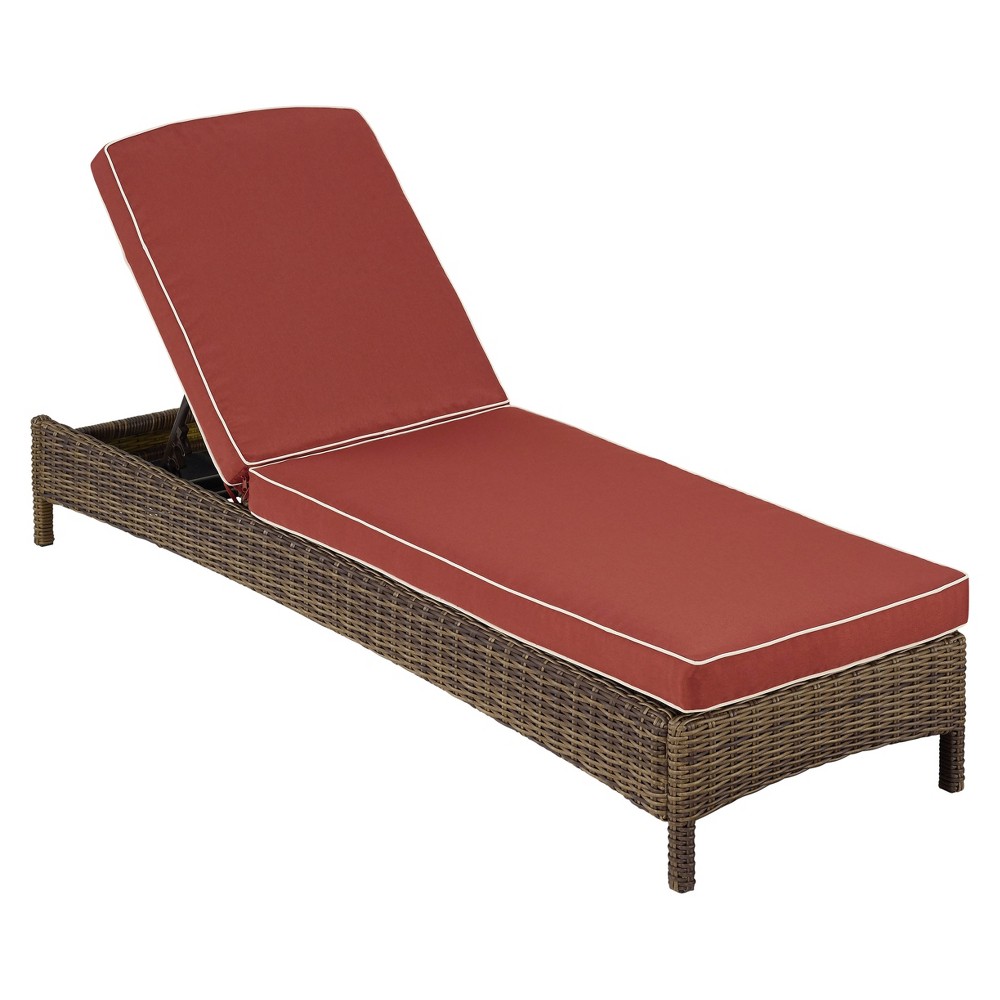 Photos - Garden Furniture Crosley Bradenton Outdoor Wicker Chaise Lounge - Sangria -  Weathered Brown 