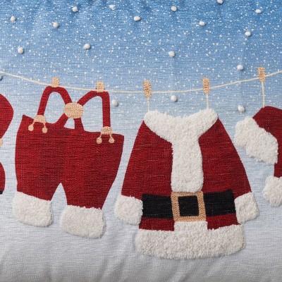 Multicolor Embroidered Cotton Holiday Throw Pillow