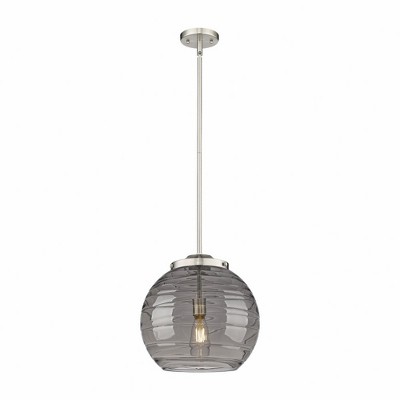 Athens Deco Swirl - 1 Light Stem Hung Pendant In Industrial Style-14.88 Inches Tall and 13.75 Inches Wide