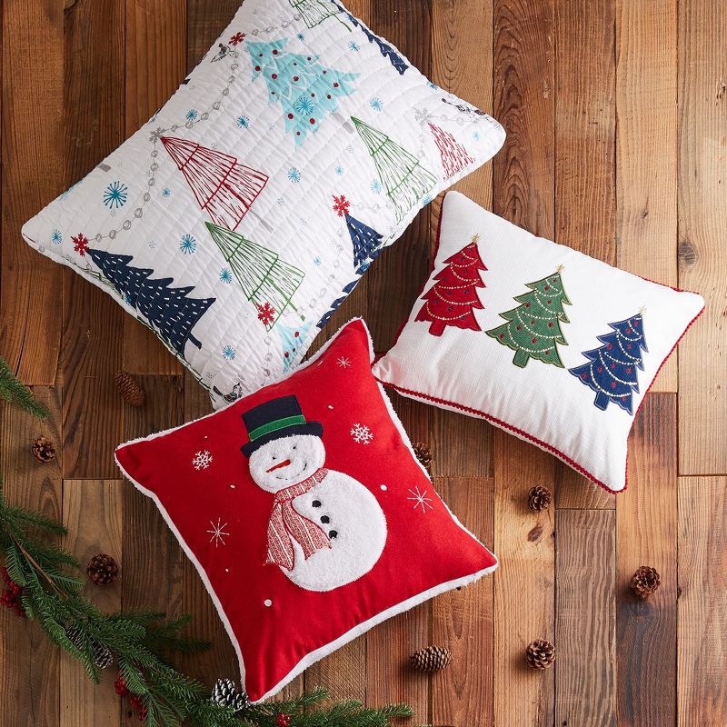 White Pine Applique Snowman Pillow 18x18 -Levtex - Merry & Bright, 2 of 4