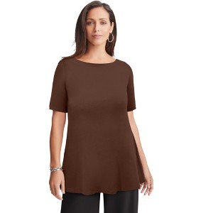 Jessica London Stretch Knit Boatneck Swing Tunic - 1 of 3