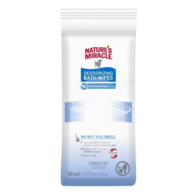 PetsGoHere: Natures Miracle Deodorizing Dog Bath Wipes Spring Waters - 100  count – Pets Go Here