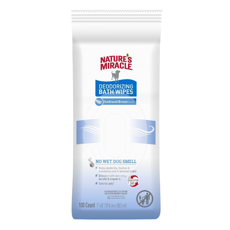 Nature&#39;s Miracle Sunkissed Breeze Deodorizing Bath Dog Wipes - 100ct, 1 of 10