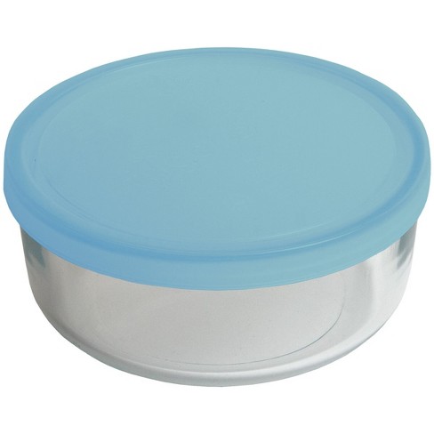 Bormioli Rocco Frigoverre Future 17.25 Oz. Round Food Storage Container,  Made From Durable Glass, Dishwasher Safe, Made In Italy,clear/teal Lid :  Target