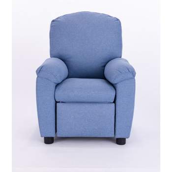 FC Design Kids Recliner Sofa Chair with Pillow Top Armrest and Footrest in Light Blue Finish