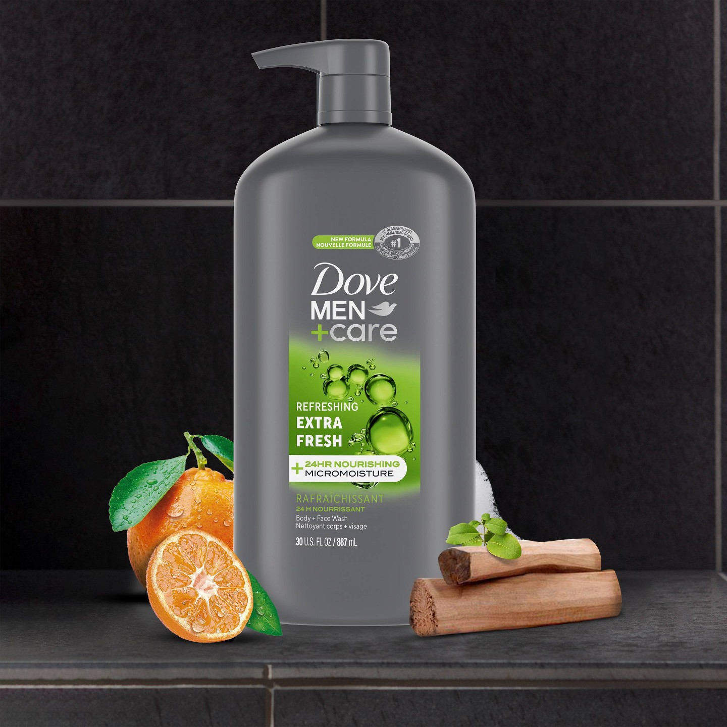 Гель для душа и умывания с дозатором Dove Men+Care Extra Fresh, без сульфатов, 30 fl oz — фото 3