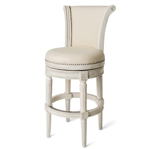 Pullman Bar Stool In White Oak Finish With Natural Fabric Upholstery - 1 of 4