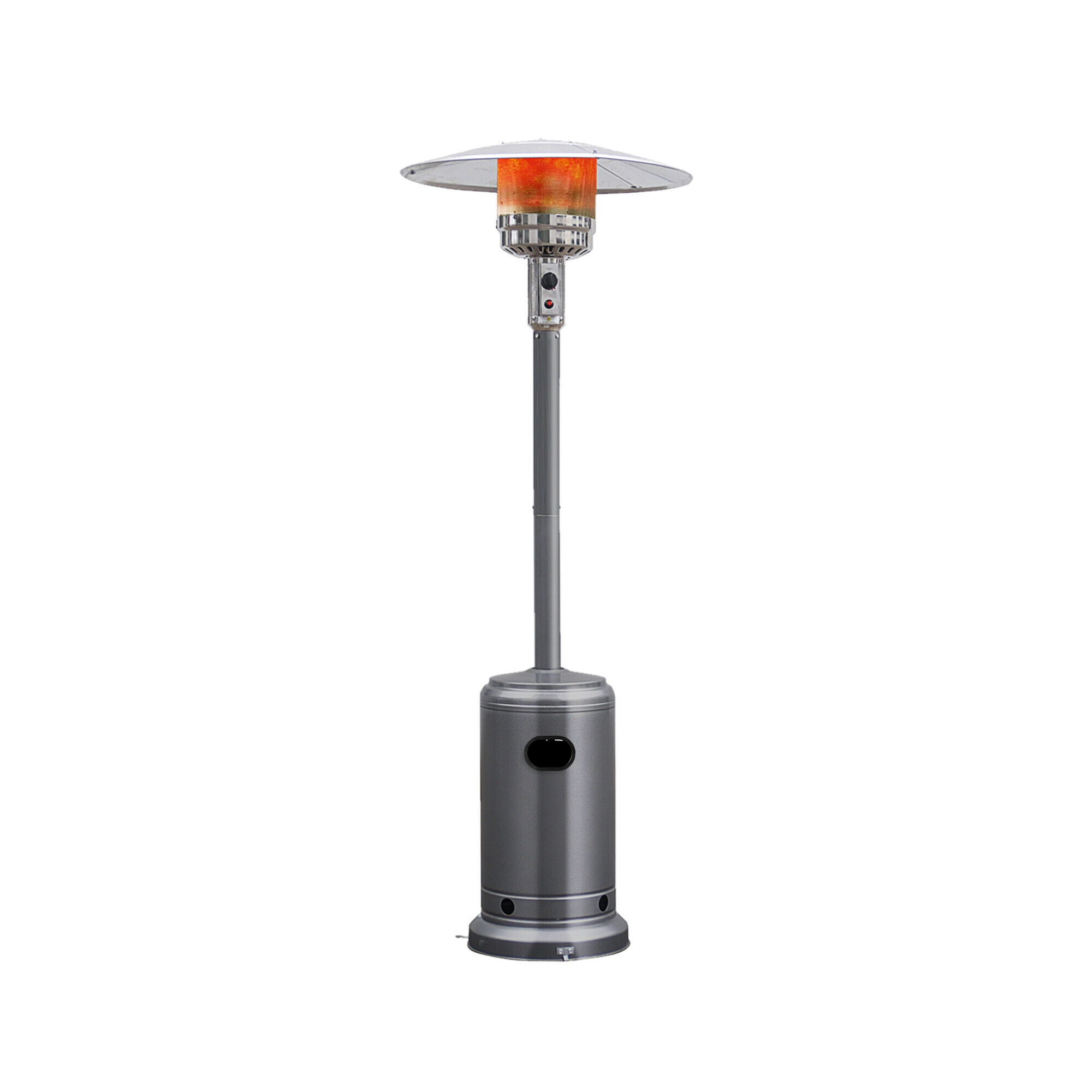 Costway 50000 BTU Patio Standing LP Gas Heater Stainless Steel Propane w/Wheels Grey