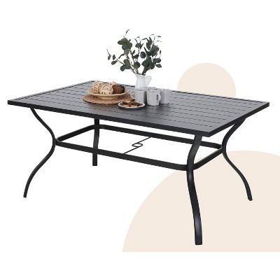 Outdoor Rectangle Slat Table - Black - Captiva Designs