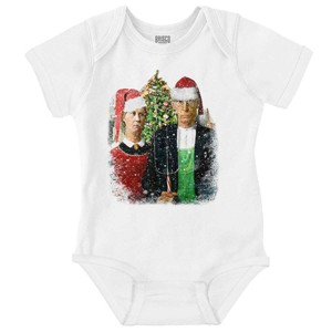 Christmas Gothic Art Xmas Couple Baby Romper Boys or Girls Brisco Brands - 1 of 4