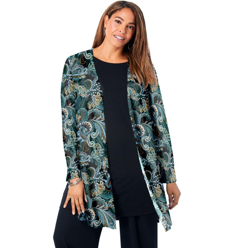 Jessica London Women's Plus Size Everyday Stretch Knit Open Front Cardigan, 1 of 2