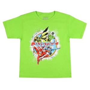 Seven Times Six DC Comics Boys' Justice League All-Star Ensemble Heroes In Action T-Shirt Green - 1 of 3