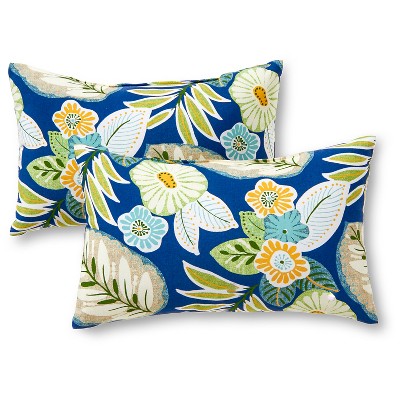 Set of 2 Marlow Floral Outdoor Rectangle Throw Pillows - Kensington Garden