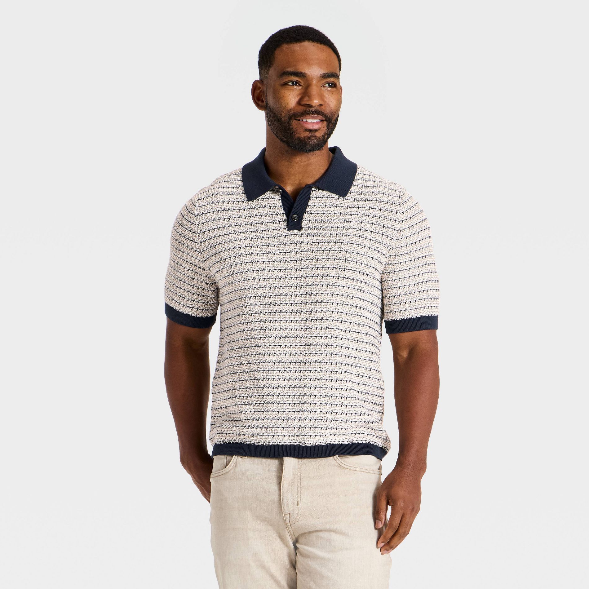 Men's Short Sleeve Polo Collar Pullover Sweater - Goodfellow & Co™ Navy Blue