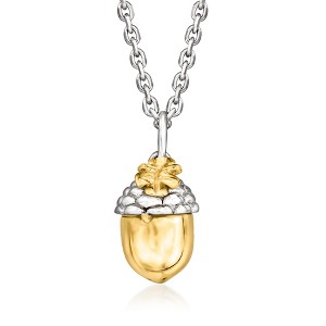 Ross-Simons Sterling Silver and 18kt Gold Over Sterling Acorn Pendant Necklace Size 18 - 1 of 3
