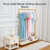Gold Metal Clothing Rack with Wood Shelf, Heavy Duty Garment Rack on Wheels, Industrial Pipe Clothing Rack, Perfect for Bedroom or Living Room - 2 of 4