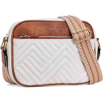 Quilted Crossbody Bags for Women Vegan Leather Purses Small Shoulder Handbags with Wide Strap