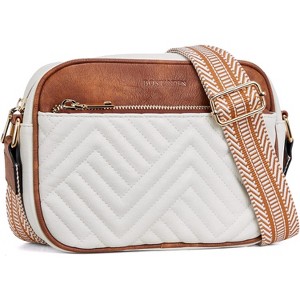 Quilted Crossbody Bags for Women Vegan Leather Purses Small Shoulder Handbags with Wide Strap - 1 of 4