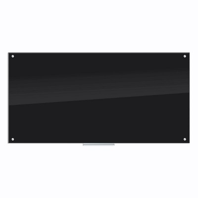 U Brands 72"x36" Glass Dry Erase Board Frameless Black Surface